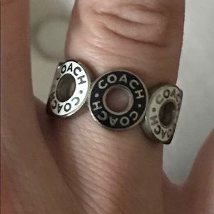 Authentic vintage Coach black and white ring